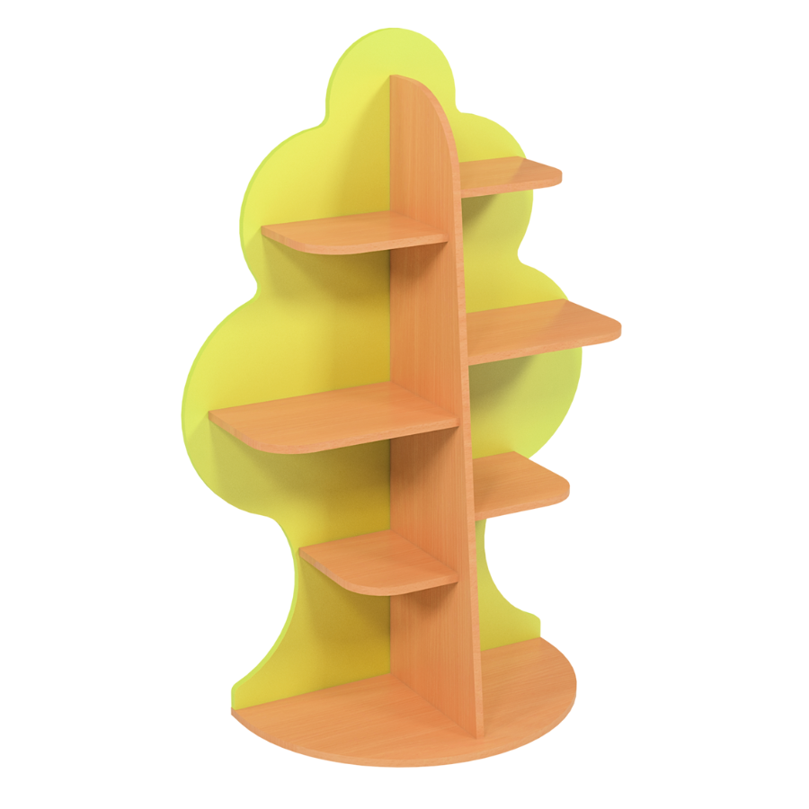 Відкритий дитячий стелаж "Дерево", з 6-ма полицями, матеріал корпусу - ЛДСП, для розміщення в дитячих садочках та молодших школах, АЛМАНТ, 1010х450х1500 мм.